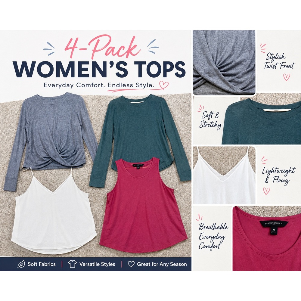 Women Tops LOT M Express Banana Republic A New Day Tank Tee Layering Office Med